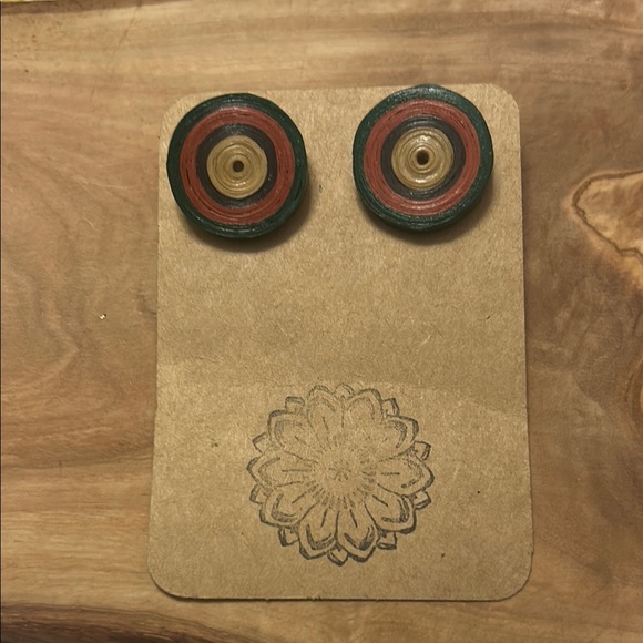 Jewelry - Earrings Handcrafted Round Multicolor Wooden Earrings, New